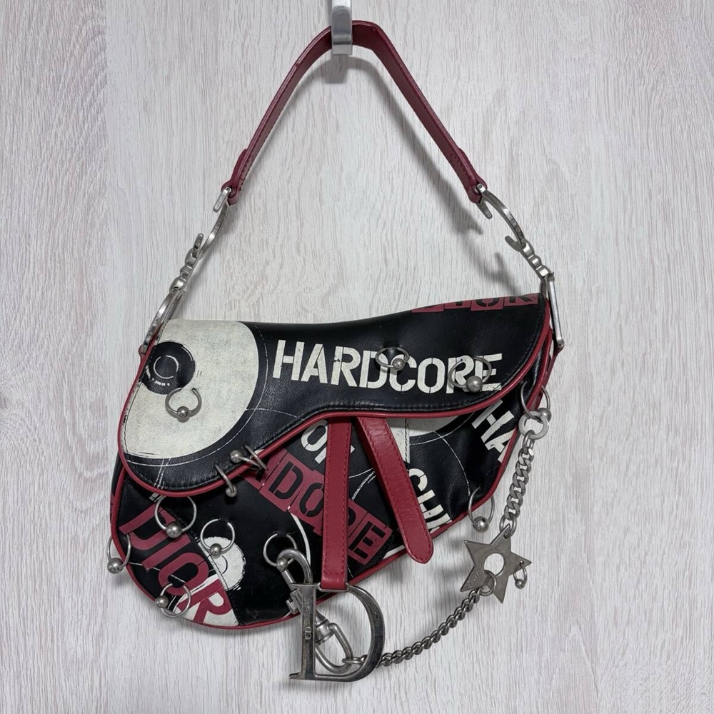 RARE Dior x Galliano Black, Red & White Hardcore Poison Saddle Bag - Picture 3 of 12